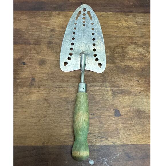 Vintage 30s Green Wood Handle Metal Pie Server Rumford Baking Powder Advertising - Picture 2 of 8